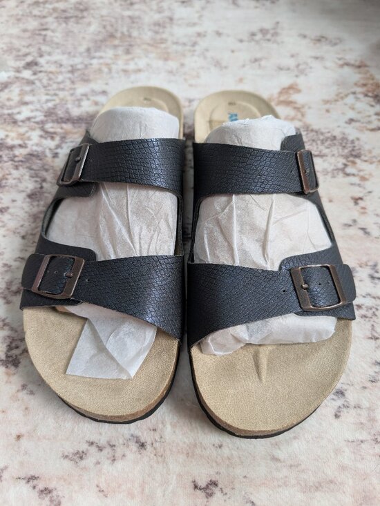 Other - NEW AKSXATE Men’s Two Strap Buckle Sandals Navy Snake Size 11